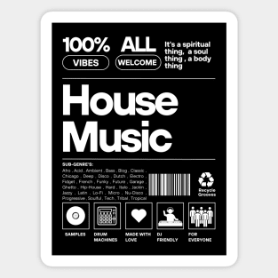 HOUSE MUSIC - Product Label (white) Magnet